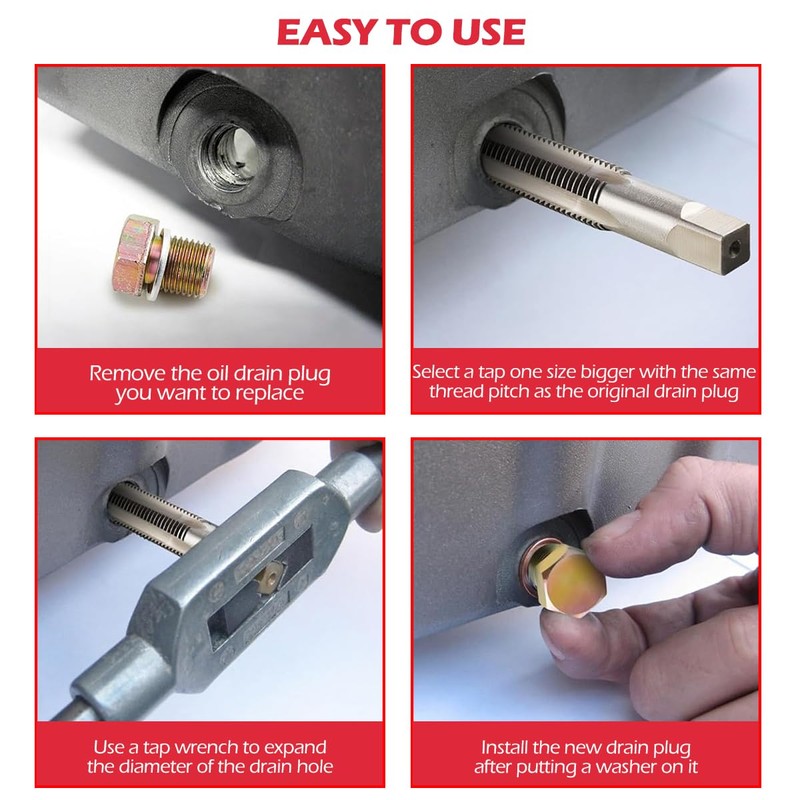 Oil Drain Plug Repair Kit, Metric Thread Repair Kit with