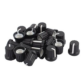 sourcing map 20 x Plastic 6 mm Diameter Lamp Light Dimmer Control Knob Cap Black DE de de
