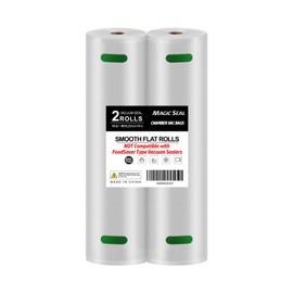 MAGIC SEAL Chamber Vacuum Sealer Bags Rolls, Clear 10''×50' Smooth Flat Rolls 2 Pack, BPA Free Great for Food Vac Storage or Sous Vide - NOT Compatible with FoodSaver Type Vacuum Sealers