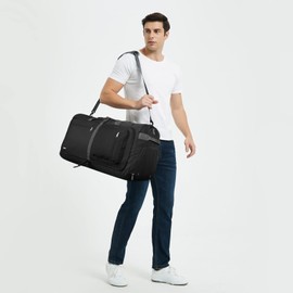 WANDF Travel Bag 40L-85L with Shoe Compartment Foldable Weekender Travel Bag Hand Luggage for Men Women, black 65l