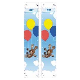 Custom Kids Room Decor Stuffed Animal Dog with Balloons Growth Chart for Kids 2-Pack Vinyl Growth Chart