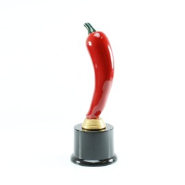 Red Chili Pepper Trophy on Round Base - 8.25 Inch Tall | Engraved Chili Pepper Award - Customize Now