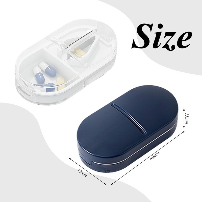 2 Piece Pill Cutter, Portable Pill Box, Pill Dispenser, Suitable