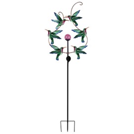 Sunset Vista 93473 Bright Metal Garden Stake Solar Spinner, 81-Inch, Hummingbird