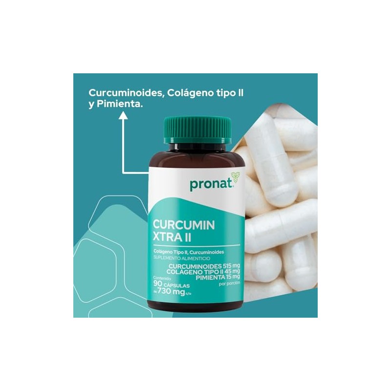 PRONAT | Curcumin Xtra II, Suplemento Alimenticio, con Colágeno Tipo
