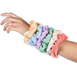 HARLOW Designer Velvet Scrunchies for hair, Big Scrunchies Velvet Packs for VSCO stuff, Hair Scrunchies - 6 Pack (Pastel)