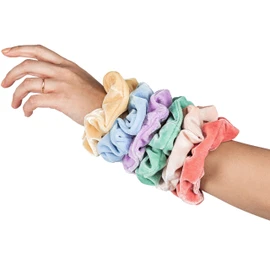 HARLOW Designer Velvet Scrunchies for hair, Big Scrunchies Velvet Packs for VSCO stuff, Hair Scrunchies - 6 Pack (Pastel)