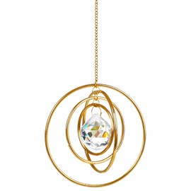 Crystal Sun Catcher for Windows, with 4 Circles Rotating Crystal Suncatcher, Hanging Suncatcher for Hanging Living Room, Balcony and Garden