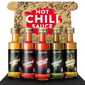 TIMBER TASTE® Color Hot Sauce Gift Set [5x1.35 oz] - Hot Sauce Variety Pack with Gourmet Spicy Condiments in Mini Bottles | Gourmet Sampler for Him | Spicy Food Picks for Men & Women | Hot Ones Style