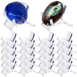 Prasacco Pack of 20 Display Stands, Acrylic Triangle Display Holder, Clear Plastic Display, Small Collectibles, Display Holder, Crystal Display Stand for Presenting Geodes Rock Mineral Agate