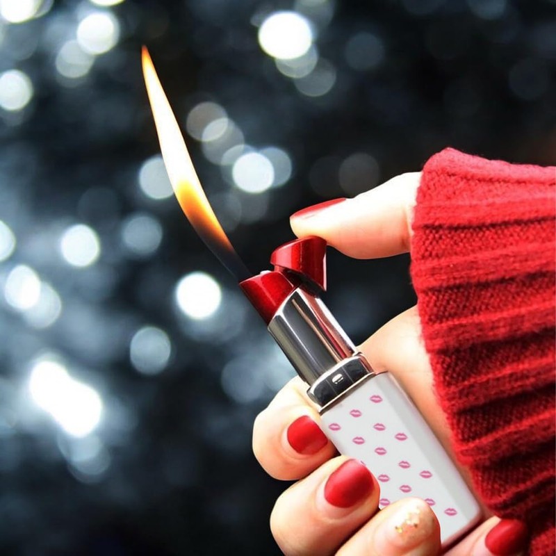 Lipstick Lighter, Refillable Butane Torch Lighter, Butane Soft Flame (No