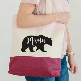 Ice Cream Life MAMA BEAR CANVAS TOTE BAG, GIFT FOR MOM, MOTHERS DAY GIFT, SHOPPING BAG