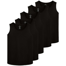 Real Essentials 5 Pack: Men's Dry-Fit Muscle Tank Top Sleeveless Shirts Workout Tees Athletic Gym (Big & Tall Available)- Set 1, S