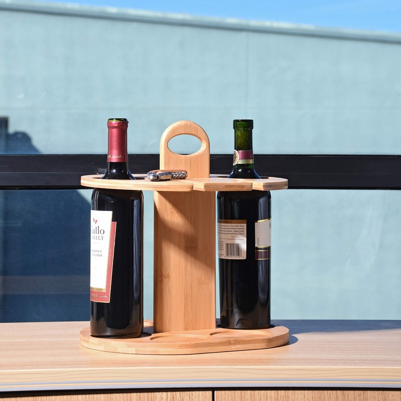 Kato Wine 2 Bottle Holder & 4 Glass Rack, Wine