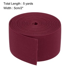 MECCANIXITY Elastic Bands for Sewing 2"(5cm) 5 Yard Burgundy Red Knit Elastic Spool High Elasticity for Wigs, Waistband, Pants