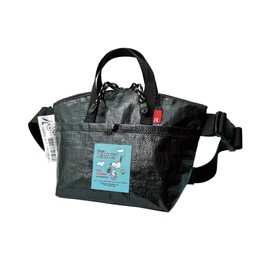 Route 8582 Snoopy Peanuts-9F Snoopy Tarp Material, Small, 3-Way One-Shoulder Waist Pouch, Tote Bag, IP Deli, black (01 black)