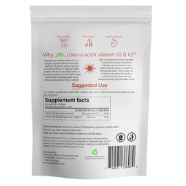 LONG GLACIER D3 5000 IU with K2 100 mcg, 300 SoftGels | D3 + K2 Supplement to Support Immune, Heart, Joint, Teeth and Bone Health | 300 Day Supply, Easy to Swallow