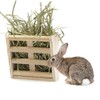 Rabbit Hay Feeder Rack, Wooden Fixed Grass Manger Hay Dispenser