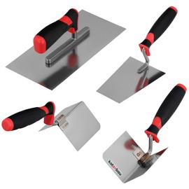 KOTARBAU® Bricklaying Trowel Set + Corner Trowel Stainless Steel Trowel Set 4-Piece Masonry Trowel Corner Spatula Plaster Tool Set Plastering Tool Smoothing Trowel Spatula Trowel