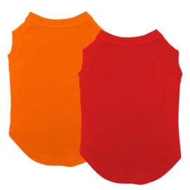 Dog Shirts Clothes, Chol&Vivi Dog Clothes Plain Dog T Shirt Vest, 2pcs Blank Dog Shirts Clothes Fit for Extra Small Medium Large Extra Large Size Dog Puppy, 3X-Large Size, Red and Orange