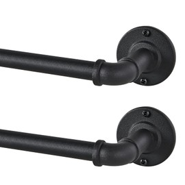 2 Pack Industrial Curtain Rods for Windows 66 to 120 Inches, Blackout Wrap Around Curtain Rod, for Indoor and Outdoor, 5/8 Inch Diameter, 65 to 120 Inches, Black