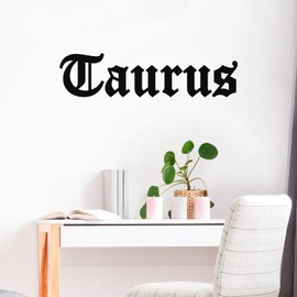 Vinyl Wall Art Decal - Taurus - 9" x 35" - Zodiac Signs Gothic Modern Inspirational Astrology Quote Sticker for Bedroom Living Room Closet Home Office Dorm Room Decor (Black, Taurus)