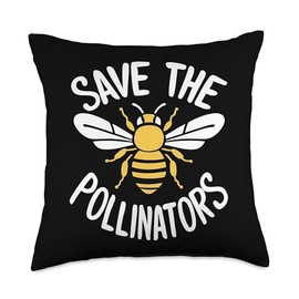 Bee Pollinator Garden Wildlife Flowers Bee Throw Pillow
