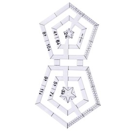 HJ Cutting Ruler, Sewing Ruler, Pentagon, Multi Ruler, Transparent Acrylic Ruler (Set of 1)
