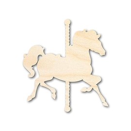 Unfinished Wood Carousel Horse Shape | Amusement Park | Craft Cutout | up to 36" DIY 5" / 1/4"