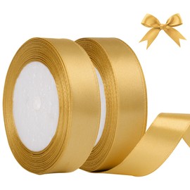 AWCIGG Satin Ribbon Gold, 44 m x 20 mm Gift Ribbon Decoration Ribbon Fabric Ribbon Ribbons for Gift Wrapping, Florists, Crafts, Sewing, Cars, Wedding, Christmas (22 m Roll)