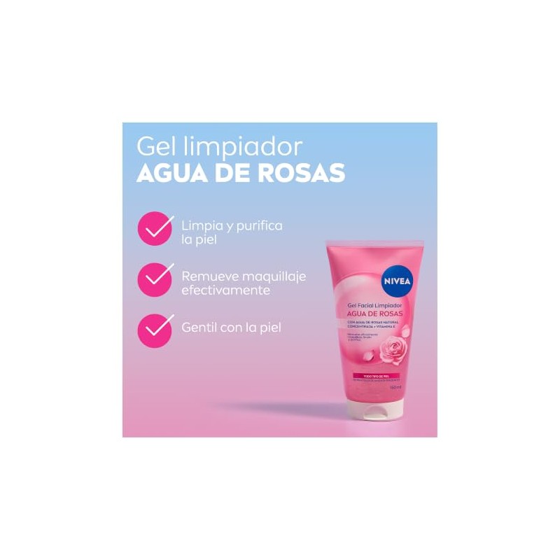 Nivea Agua Rosas Gel Limpiador Facial 150 Remueve Maquillaje Prueba