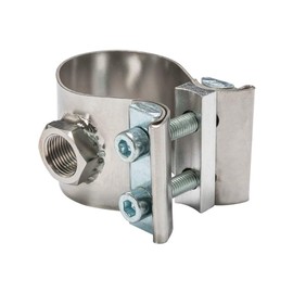 GlowShift 1-3/4"-2" Clamp-On Wideband Air/Fuel Ratio Gauge Oxygen Sensor Bung Adapter - M18 x 1.5mm Female Thread Fitting - Exhaust Gasket for Leak-Proof Seal - No Weld Design - Stainless Steel