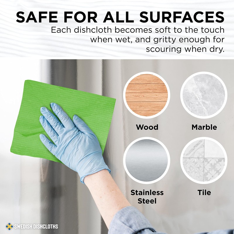 Swedish Dishcloths - 10 Pack Absorbent, Reusable, & Washable Hand