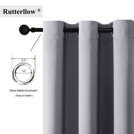 Rutterllow Blackout Curtains for Bedroom, Thermal Insulated Room Darkening Curtains 2 Panels for Living Room, Grommet Top (42x63 Inch, Light Grey)