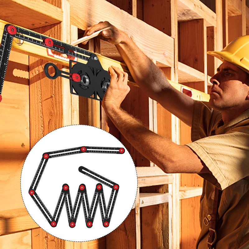 Multi-Angle Measuring Ruler, 12 Section Angle Measurement Aluminum Alloy Fold