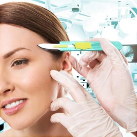 MedHelp Retractable Disposable Scalpel 10R Disposable Dermaplaning Blades 10R with Plastic Handle, Dermablade Blades. Individually Wrapped 10R Blade - Box of 10