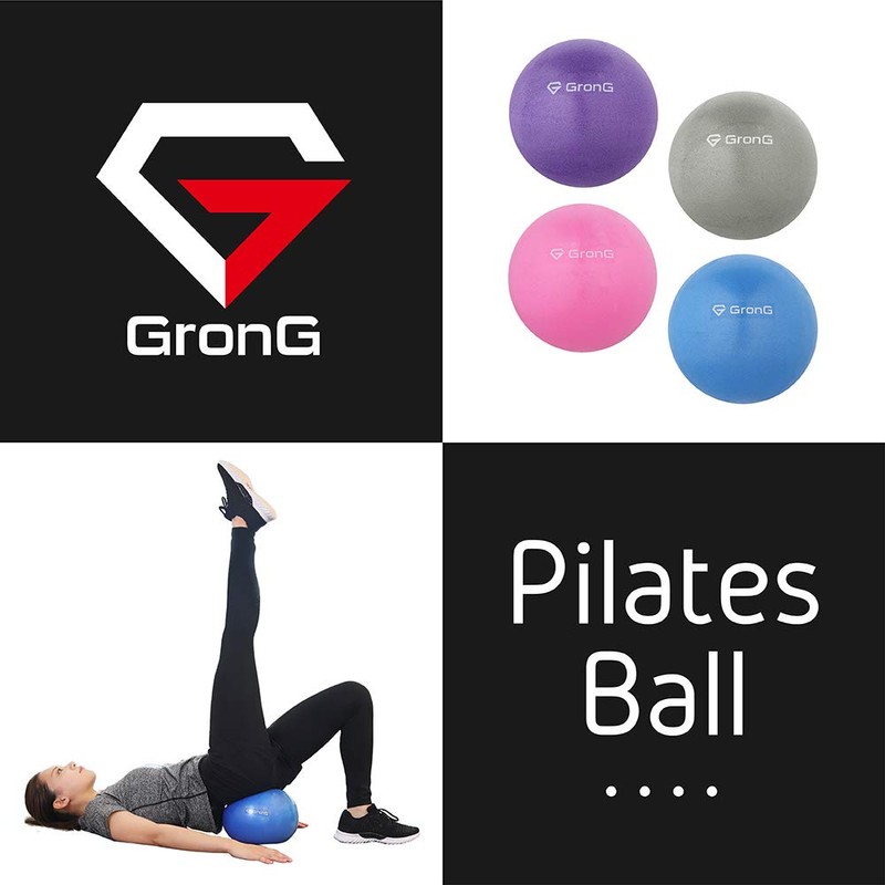 GronG Pilates Ball Anti-Burst with Inflatable Straw, Purple