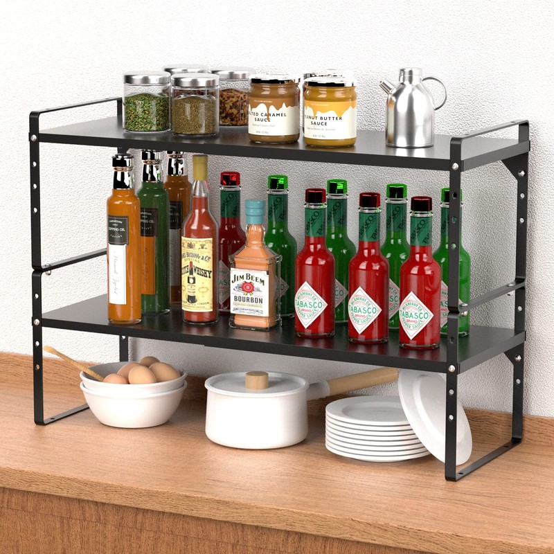 iPEGTOP Expandable Cabinet Storage Shelf Organizer Rack, Heavy Duty Steel
