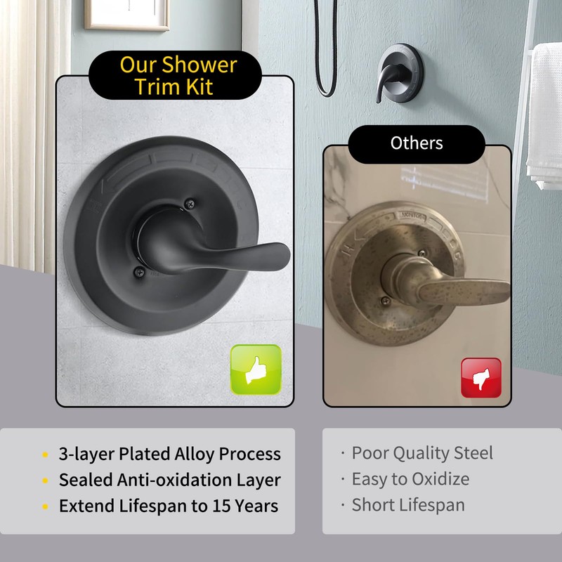 T13020-BL Matte Black Shower Handle Replacement for Delta R10000 Series,