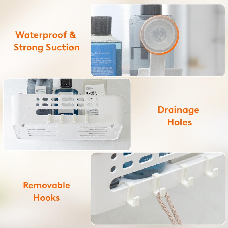 Lifewit Suction Cup Shower Caddy + Soap Dish, Removable 12.4inch