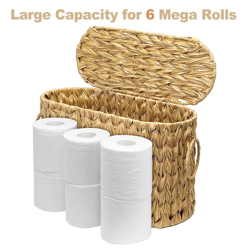 Toilet Paper Storage Basket with Lid, Narrow Bathroom Organizer for