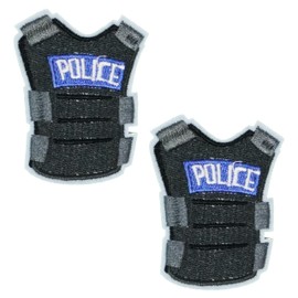 2 X Police Tactical Vest Patch – Embroidered Grey & Black Ballistic Body Armour Badge Iron-On (6 x 5cm) – Law Enforcement Uniform DIY Decoration for Jackets, Vests & Bags