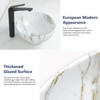 Davivy 16.3"x13.4" White Marbling Bathroom Vessel Sink with Pop Up