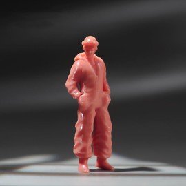 SOUFORCE 1/64 Scale Miniature Figure Man with Jumpsuit Hat Hand in Pocket Position Action Figure White Model