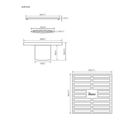 PHASAT Floor Drain Brass Contemporary 4 inches Square with Removable Strainer,Matte Black,80601B