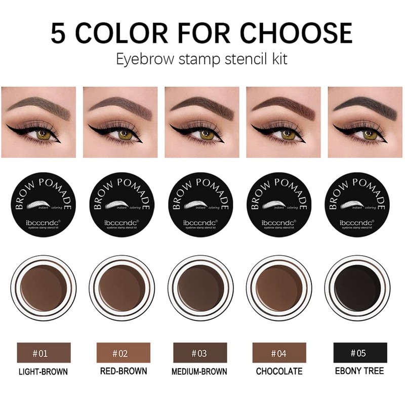 SHEEYOON Eyebrow Stamp Stencil Set, Eyebrow Pomade with 10 Simple