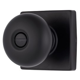 BRINKS – Contemporary Privacy Locking Interior Ball Door Knob, Matte Black - Designed for Sleek and Modern Homes and Blends Seamlessly with Interior Décor (E2436-122)