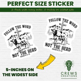 Faith Inspired Sticker, Christian Quote Decal, Follow The Word Not The Herd, Bible Verse Isaiah 8 11 13, Religious Vinyl Sticker - 5-Inch Sticker - 2-Pack - CCSTICKER01269