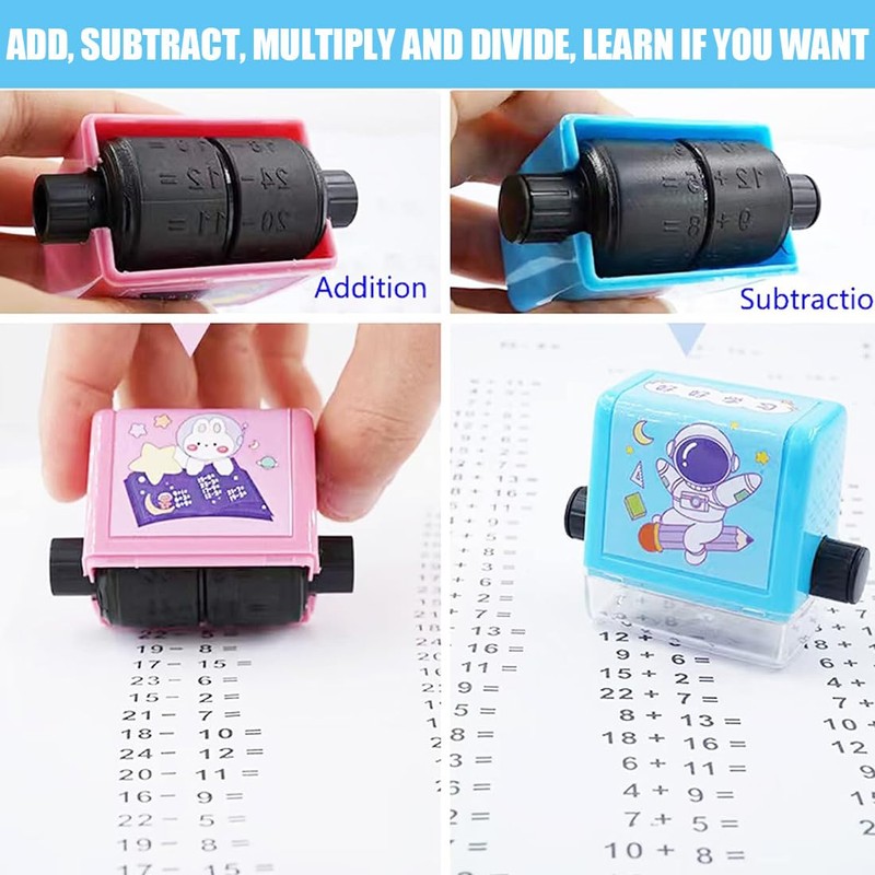 DWFEYOI Maths Stamp Roller, Pack of 4 Roller Digital Teaching