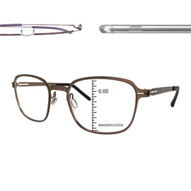 ProEyes Longitude 7, Progressive Blue Light Blocking Screwless Readers, Anti-Reflective, 0 Power on Top Lens (Brown, 1.25)